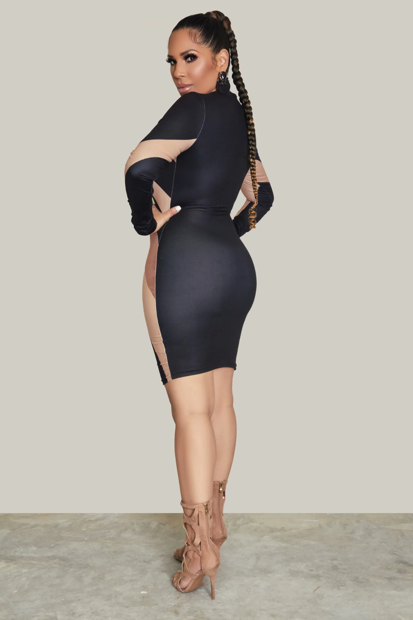 Sexy Bodycon Colorblock Mini Dress