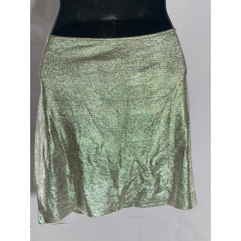 SHEIN Women's Silver Rhinestone Cross Straps Cowl-Neck Mini Bodycon Dress SZ M