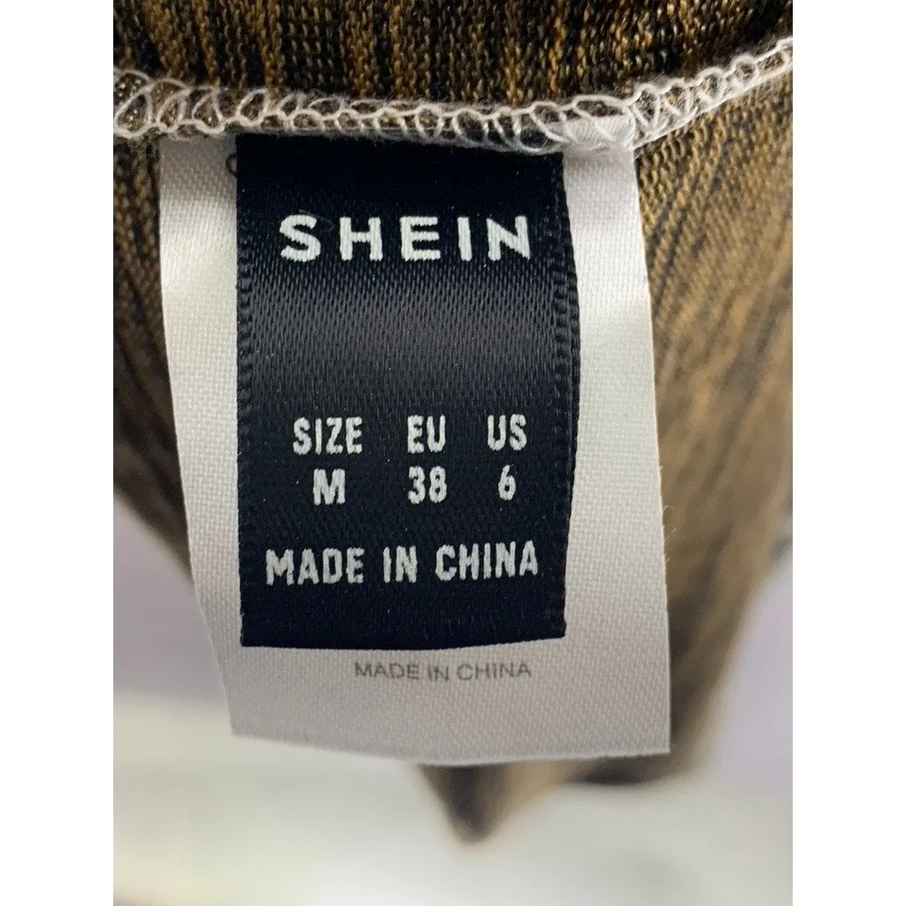 SHEIN Women's Silver Rhinestone Cross Straps Cowl-Neck Mini Bodycon Dress SZ M