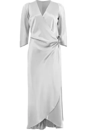 Sleeve Sign Wrap Dress - Silver