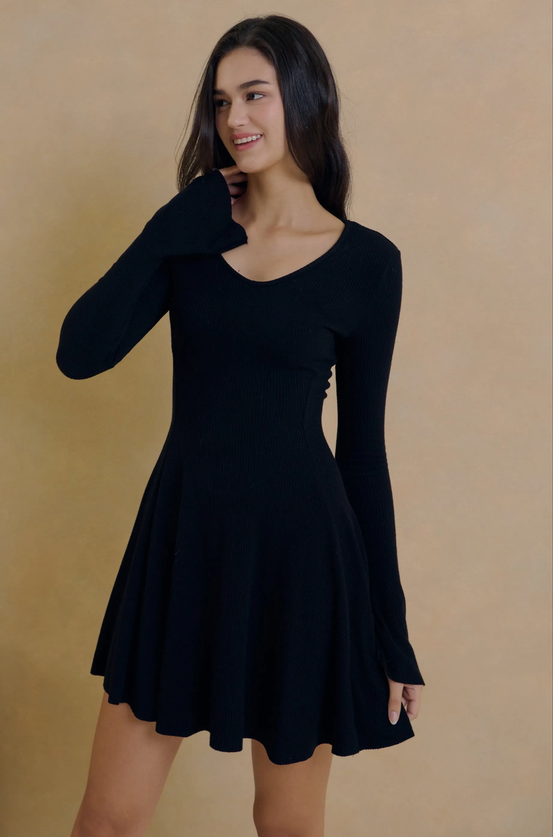 Soft and sweet long sleeve knit dress
