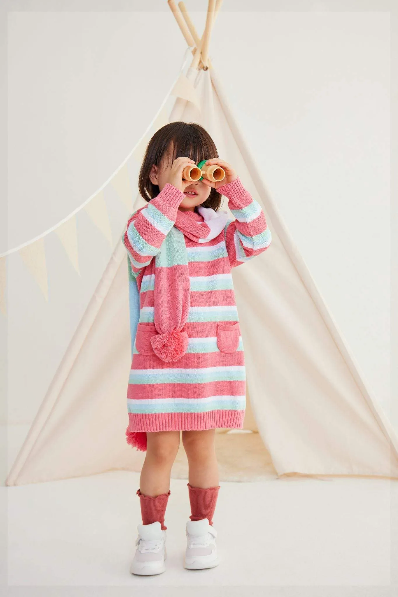 Striped Knit Dress Dusty Pink