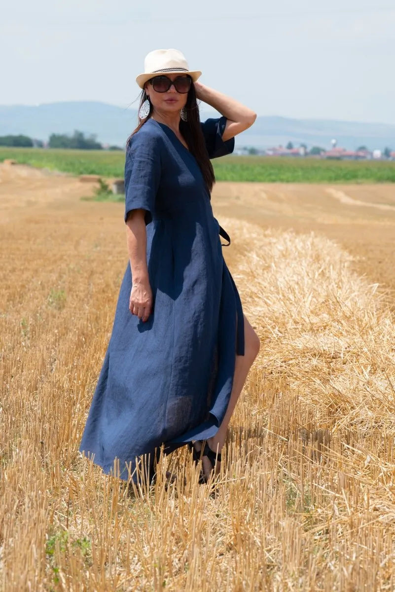 Summer Linen Wrap Dress VERONA
