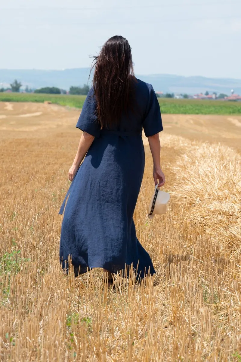 Summer Linen Wrap Dress VERONA