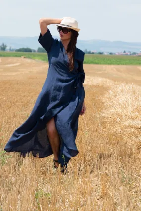 Summer Linen Wrap Dress VERONA