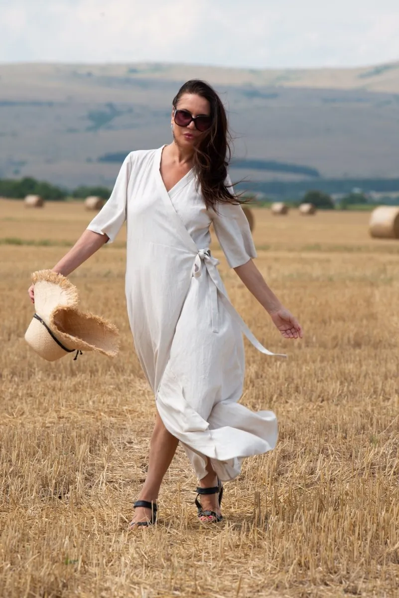 Summer Linen Wrap Dress VERONA