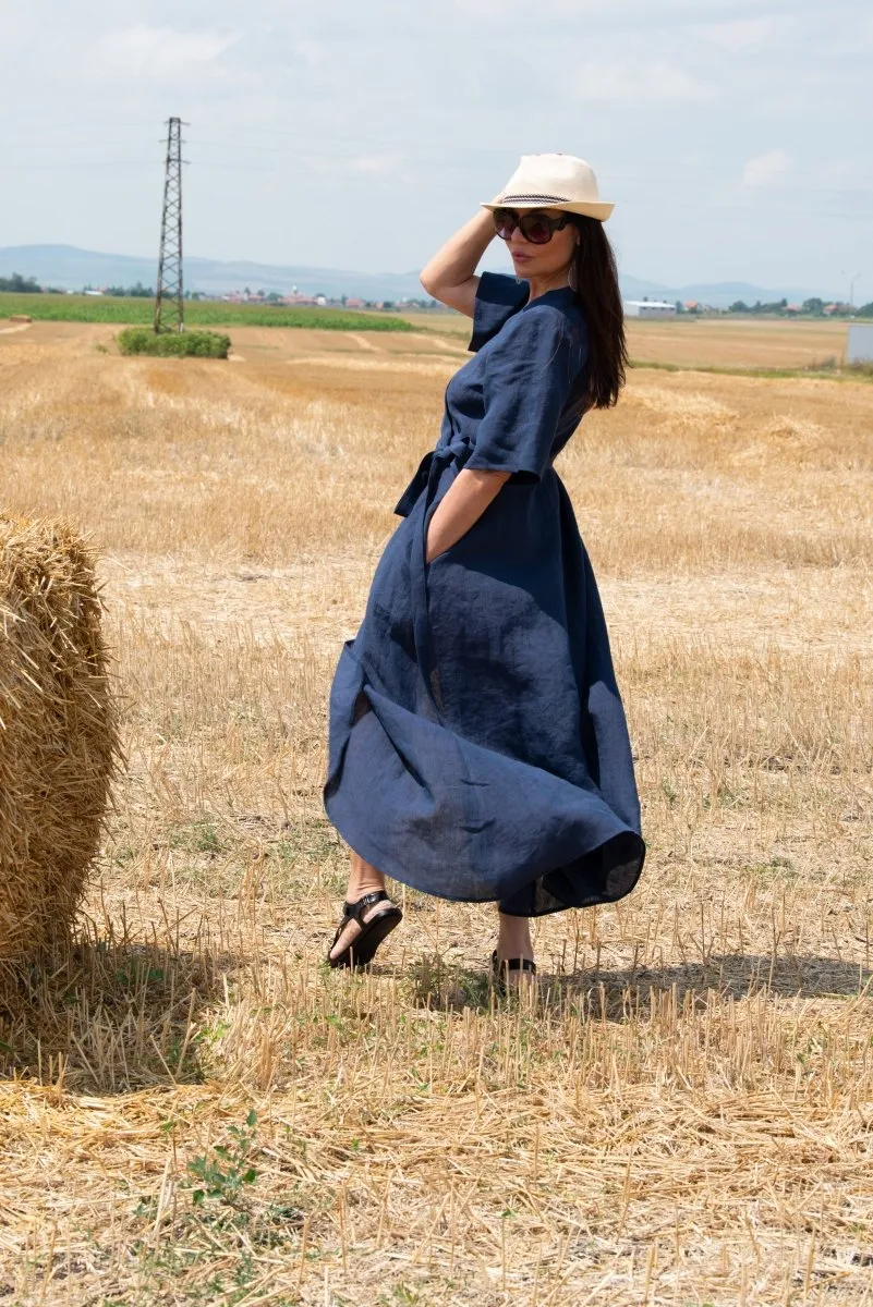 Summer Linen Wrap Dress VERONA
