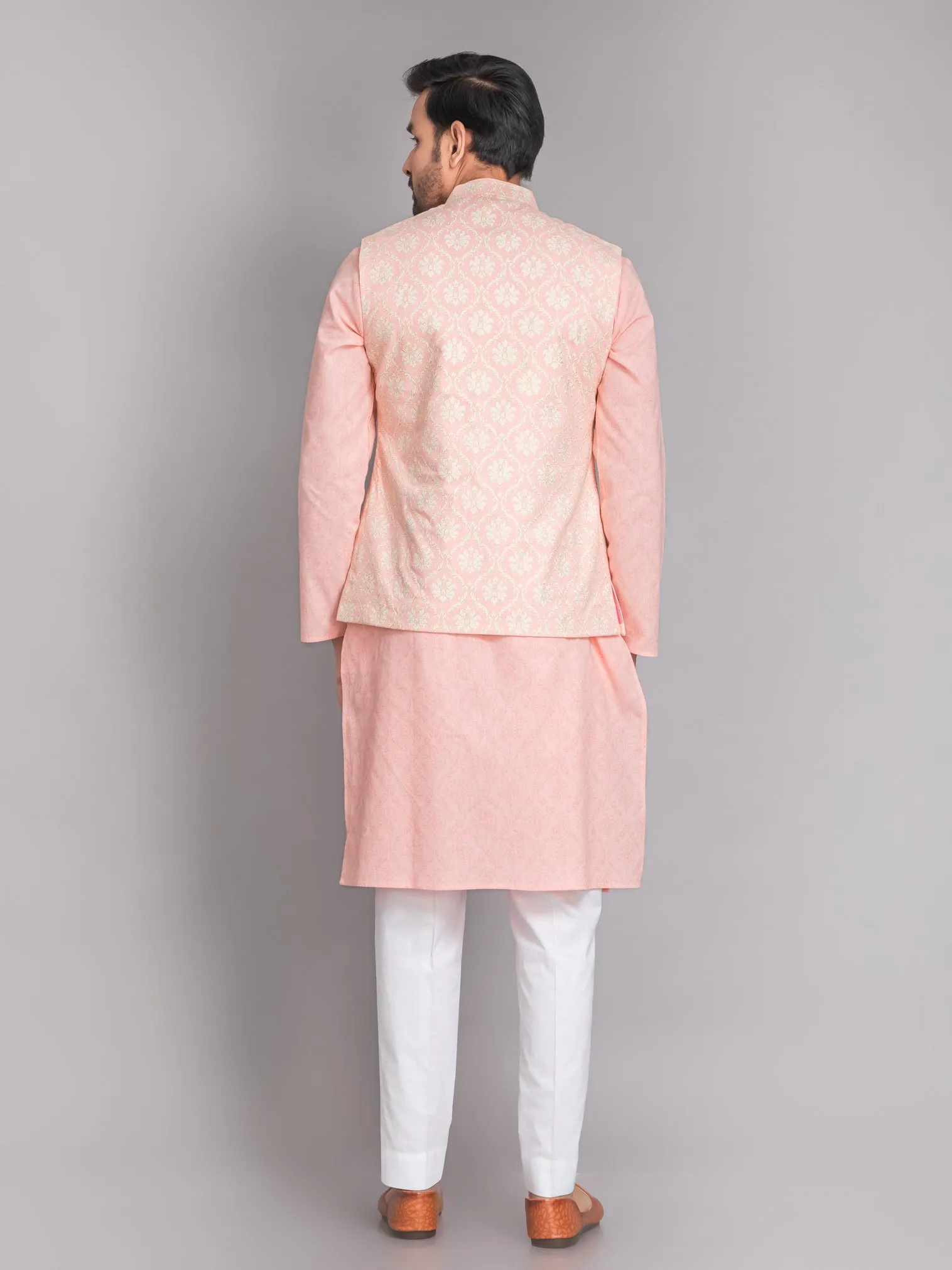SUTI MEN'S KHADI LINEN 3D EMBOSE GLOSE PRINTED NEHRU JACKET