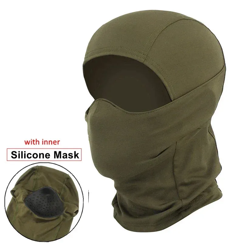 Tactical Balaclava Mask with Inner Silicone Half Face Protection Windproof Headgear