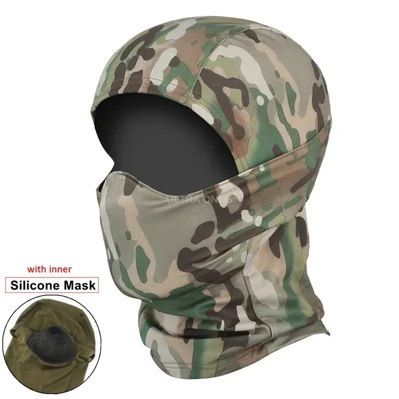 Tactical Balaclava Mask with Inner Silicone Half Face Protection Windproof Headgear
