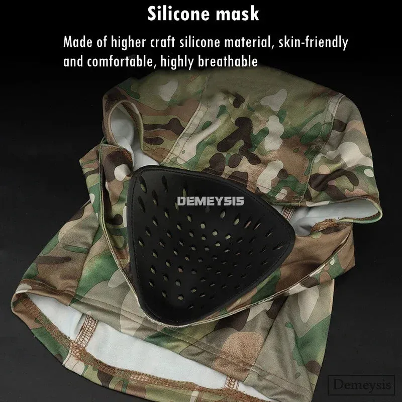 Tactical Balaclava Mask with Inner Silicone Half Face Protection Windproof Headgear