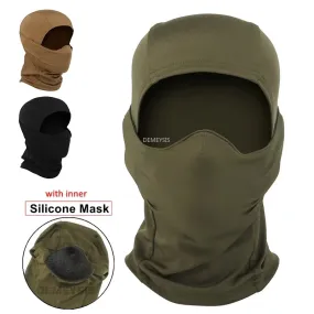 Tactical Balaclava Mask with Inner Silicone Half Face Protection Windproof Headgear