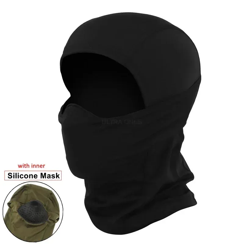 Tactical Balaclava Mask with Inner Silicone Half Face Protection Windproof Headgear