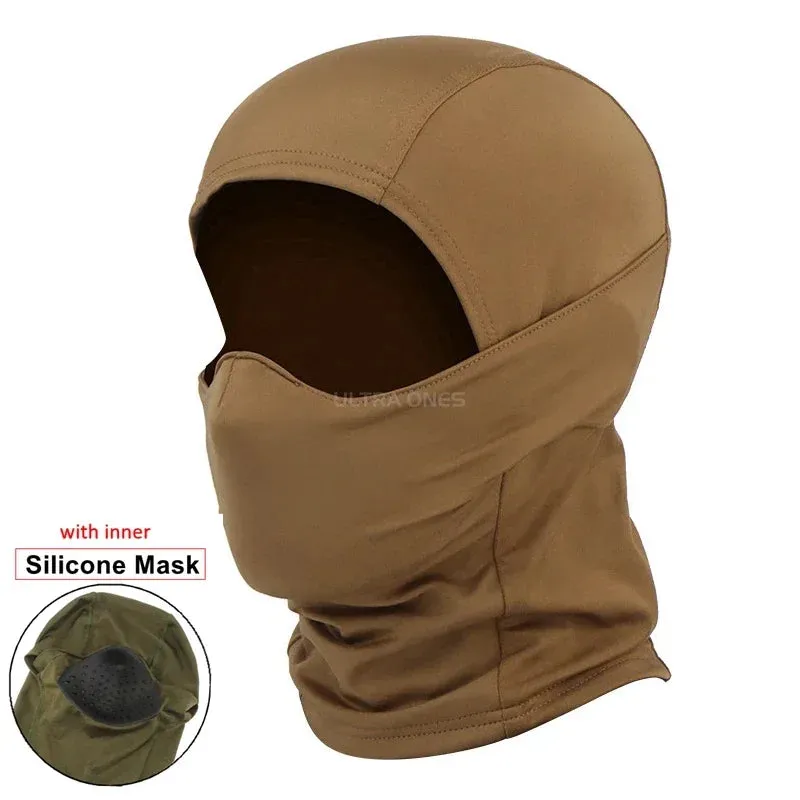 Tactical Balaclava Mask with Inner Silicone Half Face Protection Windproof Headgear