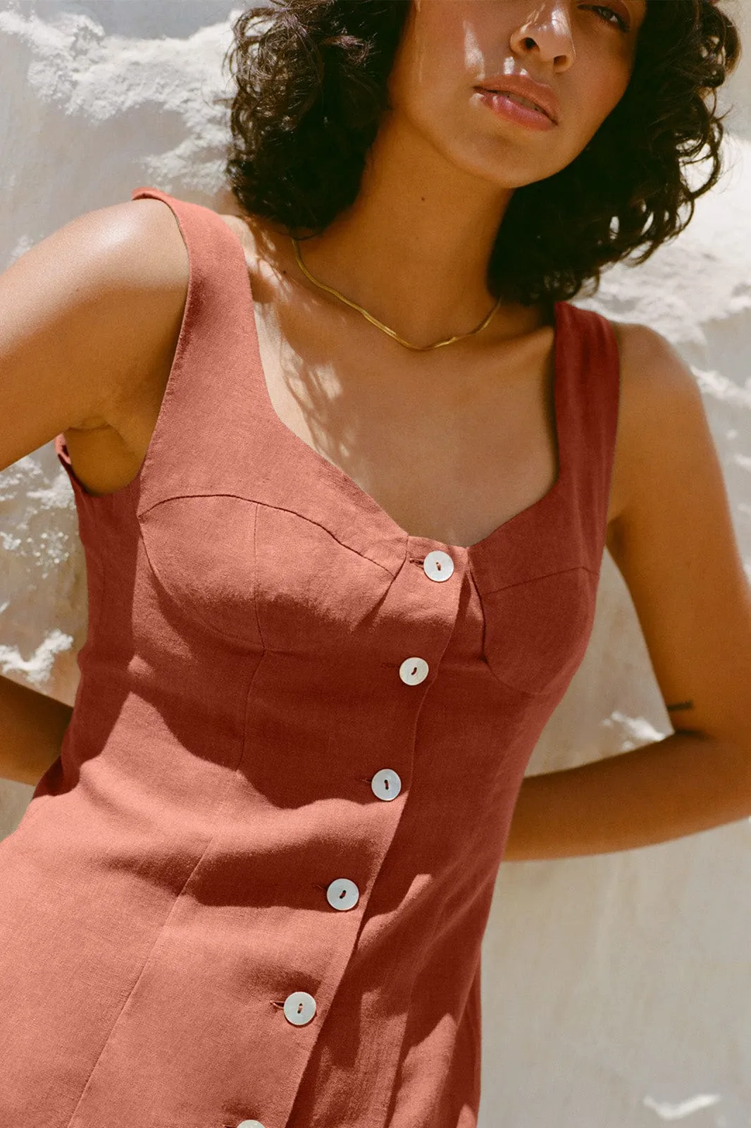 The Alice Bustier Dress in terracotta