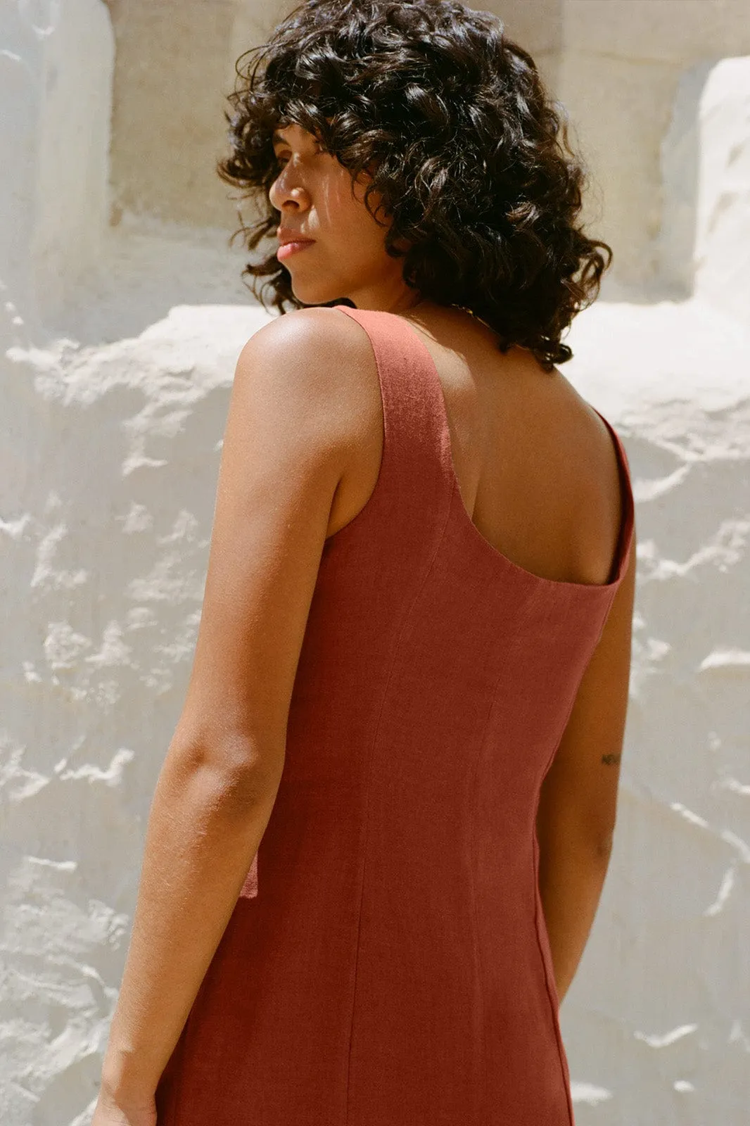 The Alice Bustier Dress in terracotta