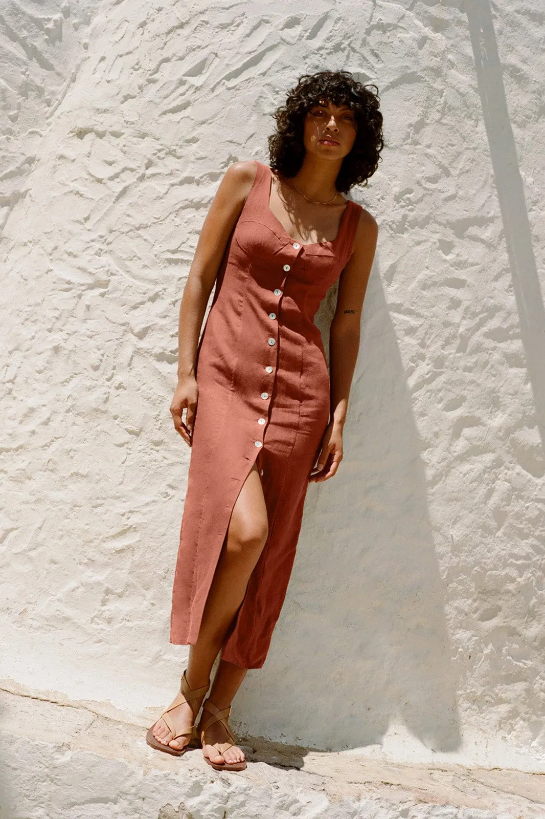 The Alice Bustier Dress in terracotta