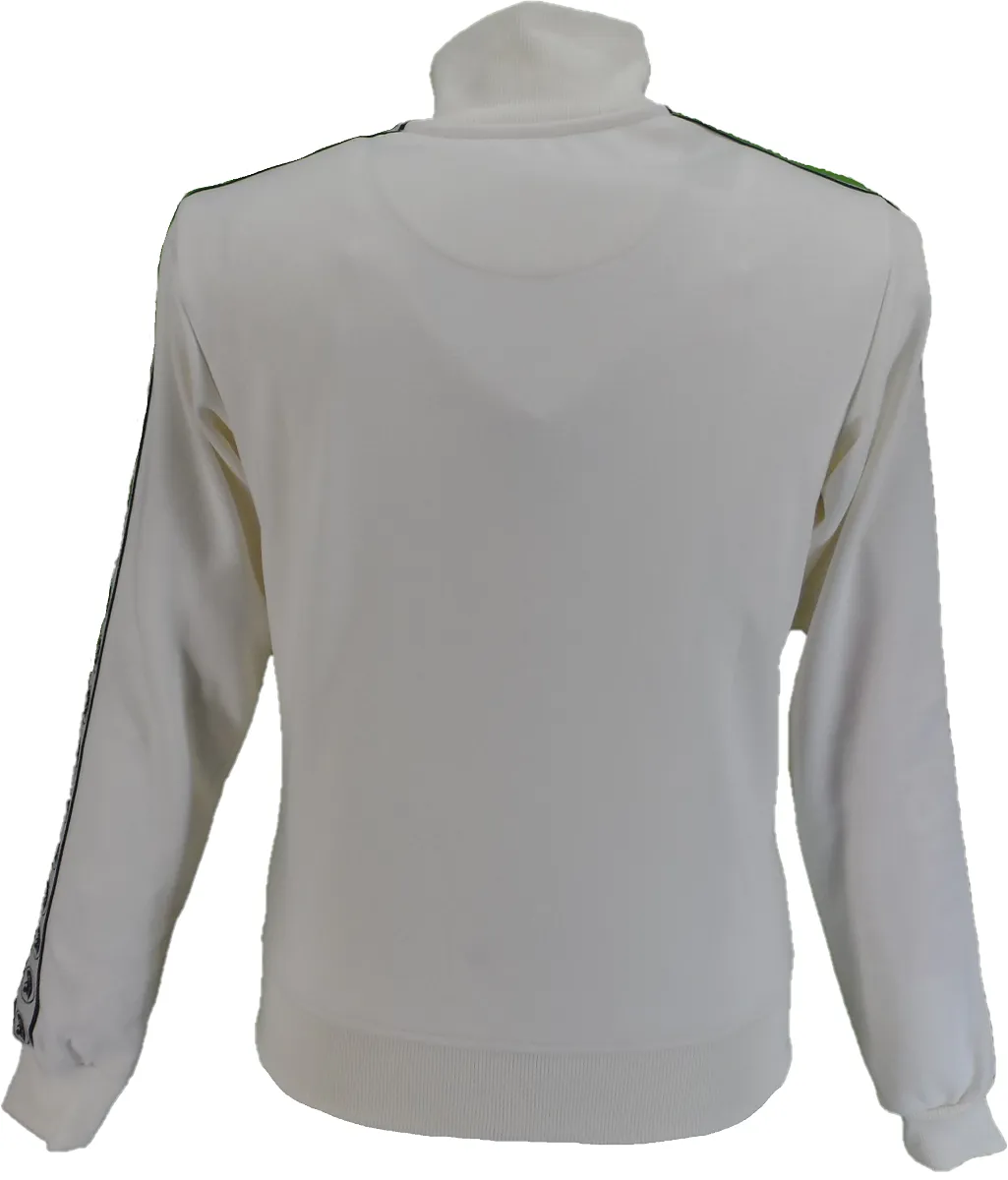 Trojan Records Mens Ecru Taped Sleeve Retro Track Tops