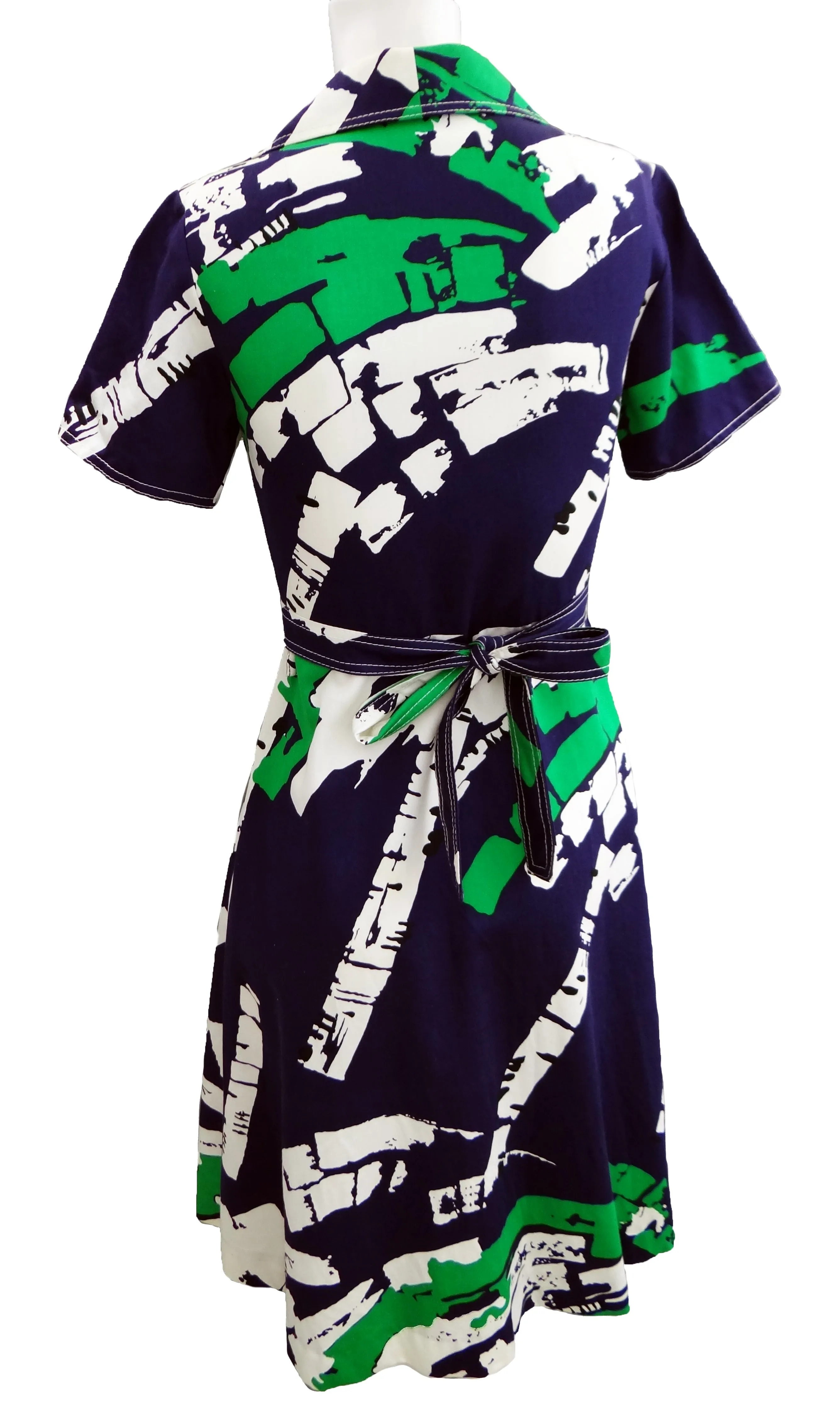 Vintage Fenno Sport Wrap Dress with Bold Abstract Graphic, UK10