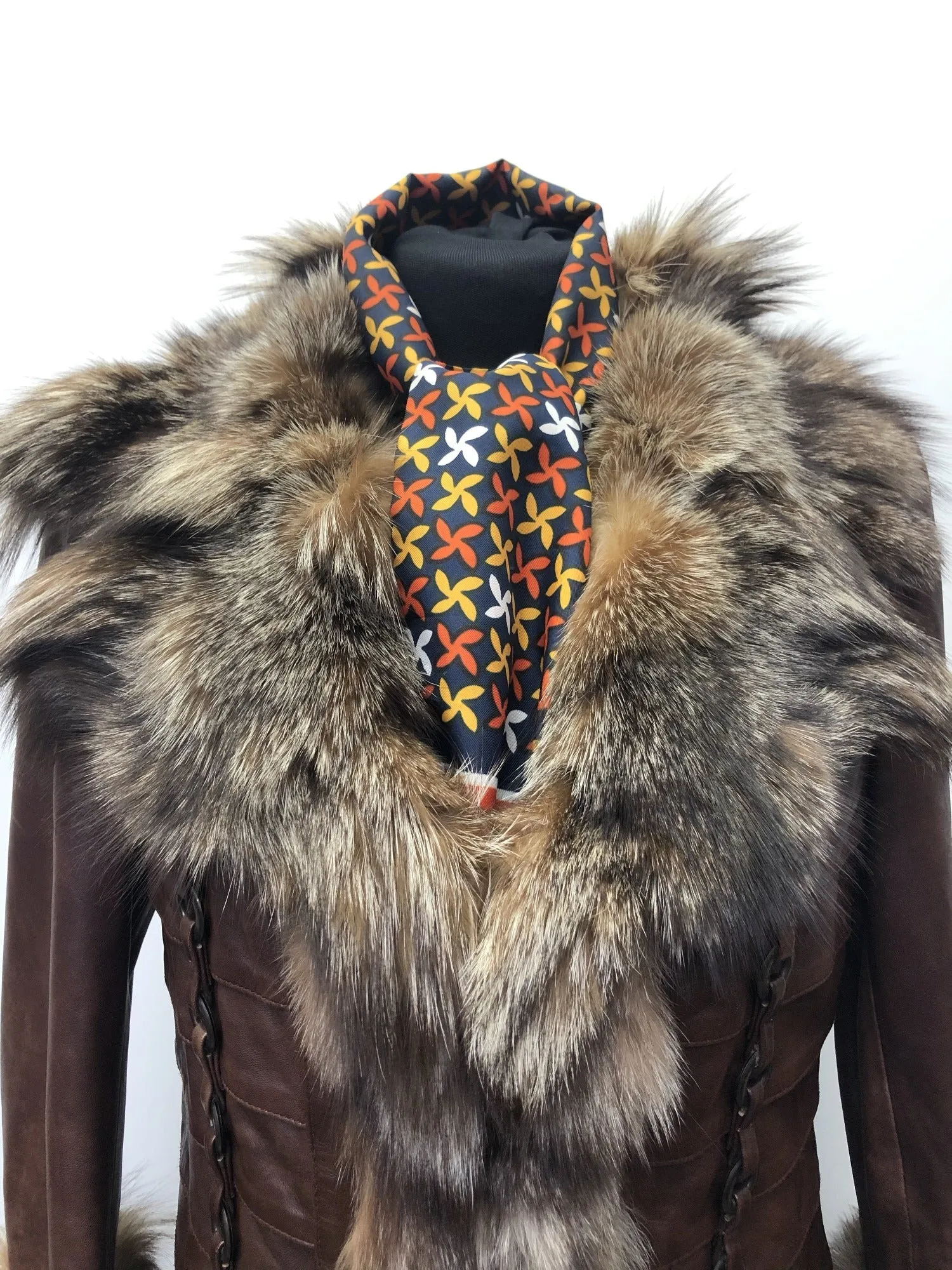 Vintage Real Fur Leather Coat by Avinue London - Brown - Size UK 12