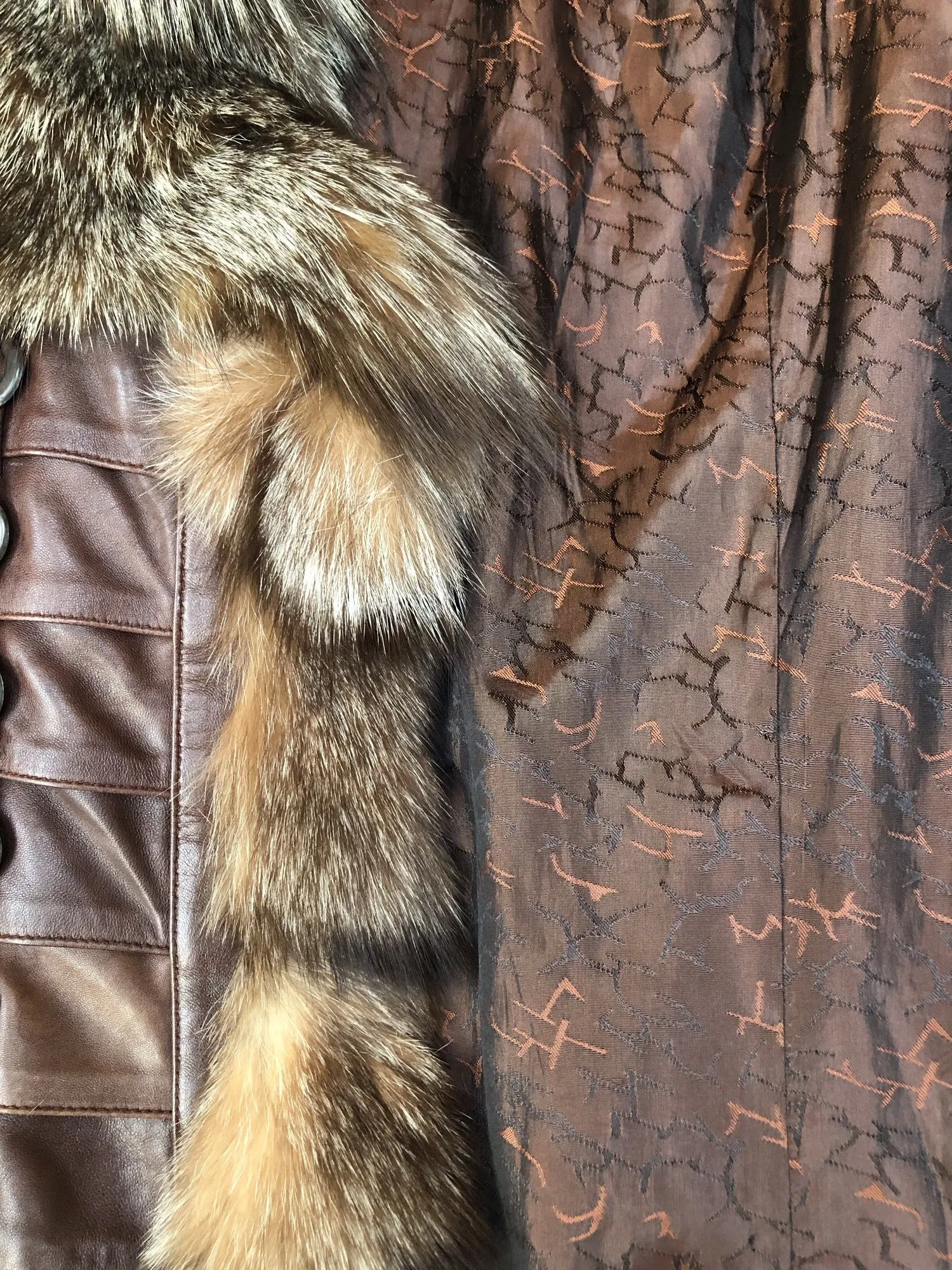 Vintage Real Fur Leather Coat by Avinue London - Brown - Size UK 12