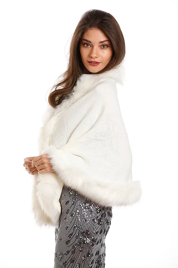 White Faux Fur Cape Cardigan