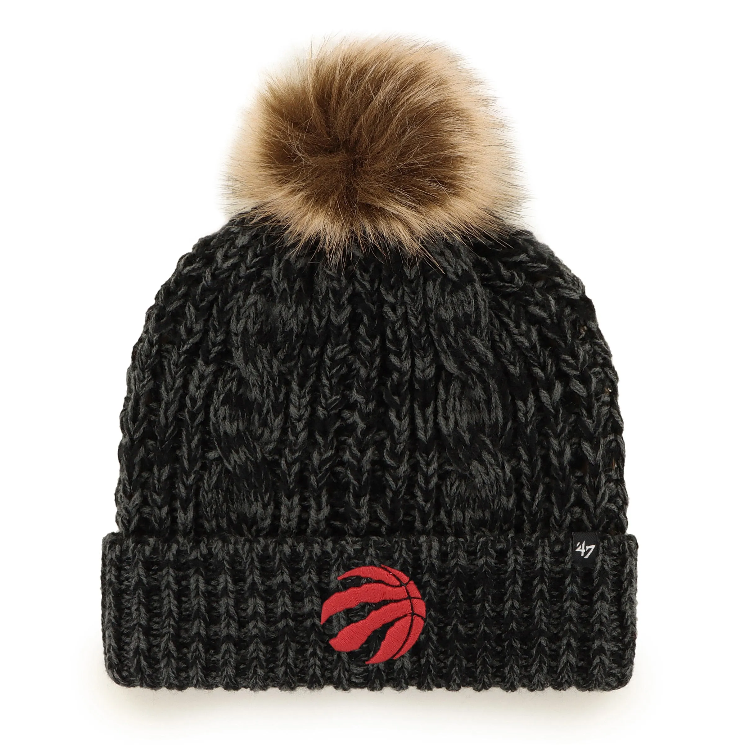 Women's Toronto Raptors '47 Brand Black Meeko Cuffed Knit Beanie with Pom