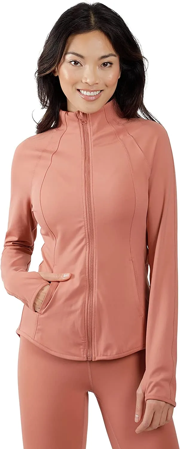 Womens Ultra Soft Lightweight Full Zip Yoga Jacket with Zipper Pockets