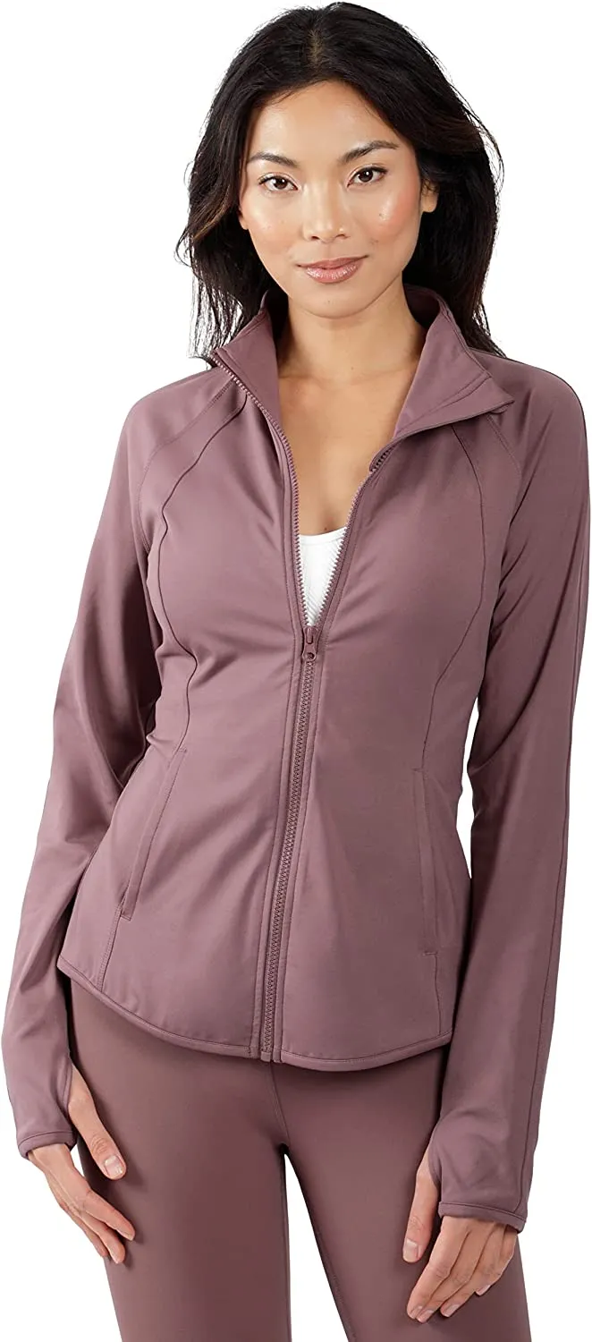 Womens Ultra Soft Lightweight Full Zip Yoga Jacket with Zipper Pockets