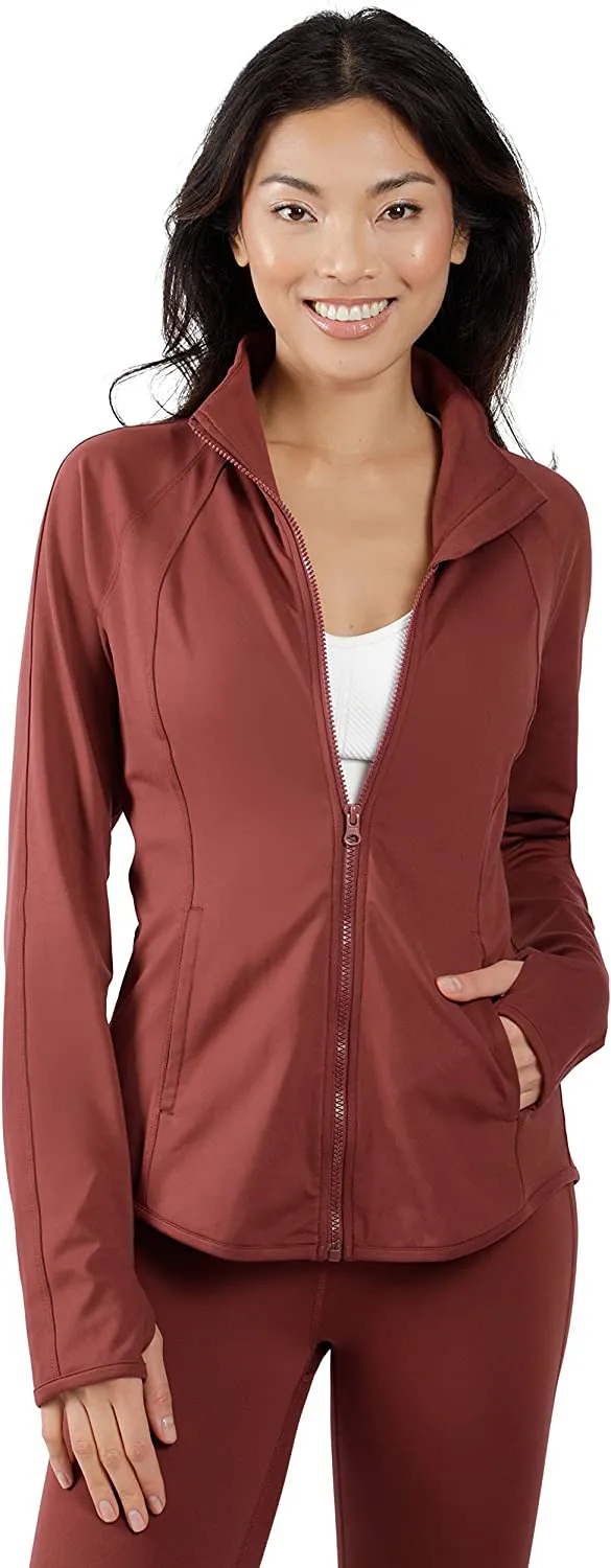Womens Ultra Soft Lightweight Full Zip Yoga Jacket with Zipper Pockets