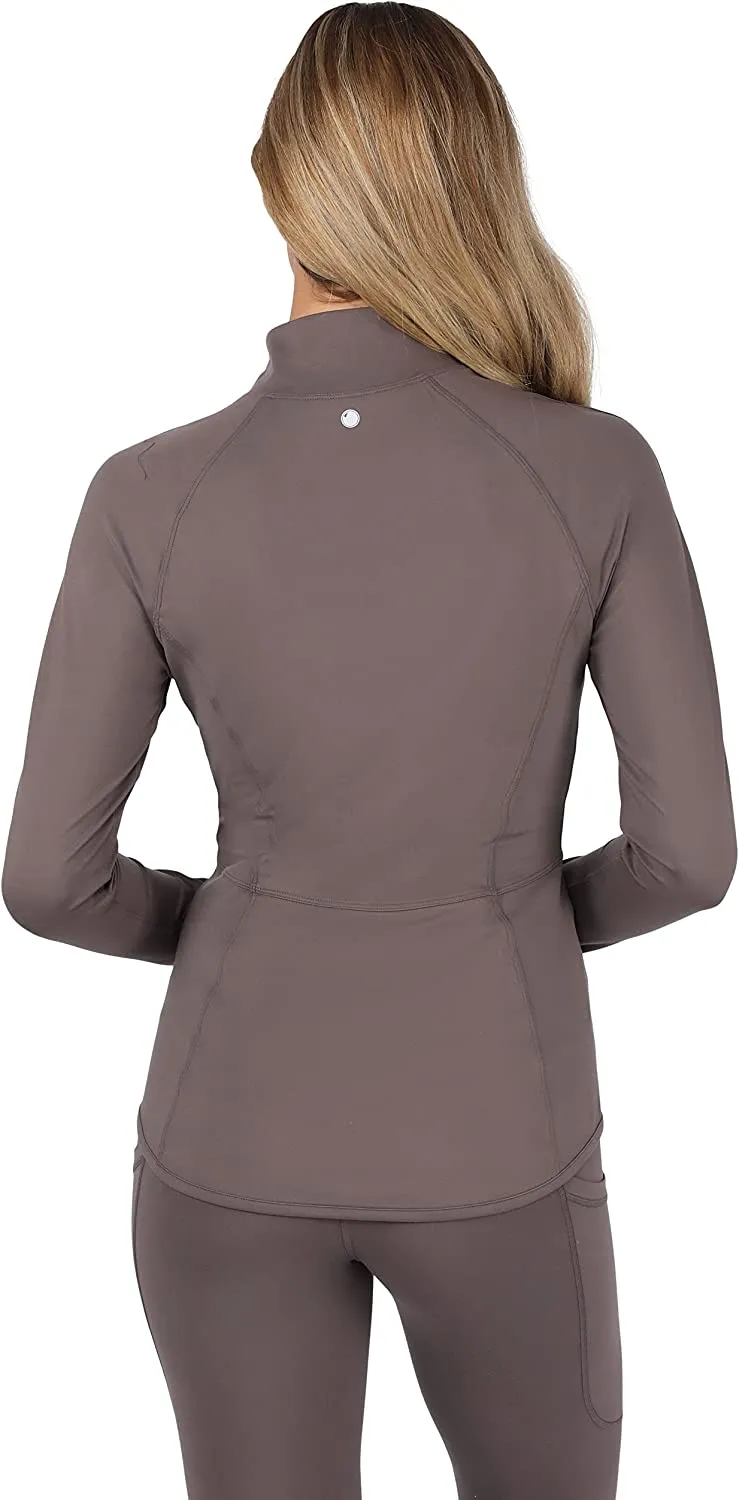 Womens Ultra Soft Lightweight Full Zip Yoga Jacket with Zipper Pockets