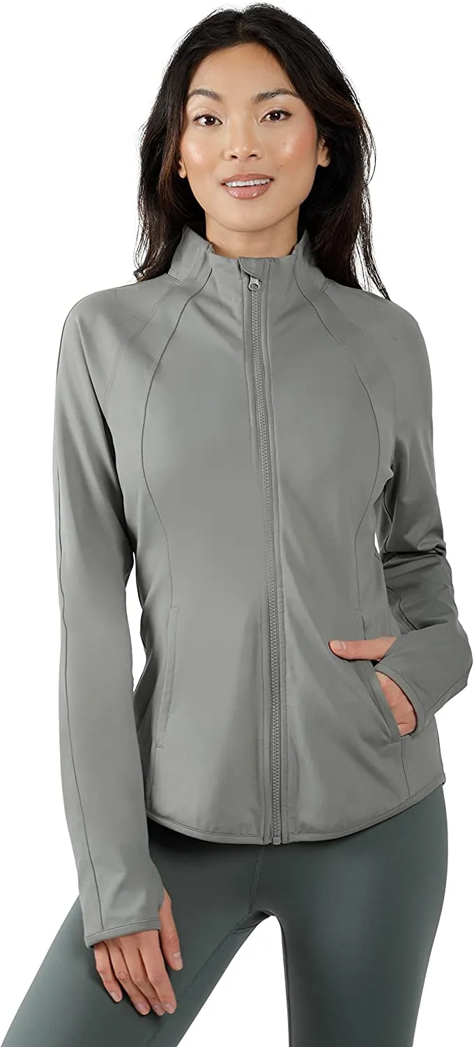 Womens Ultra Soft Lightweight Full Zip Yoga Jacket with Zipper Pockets