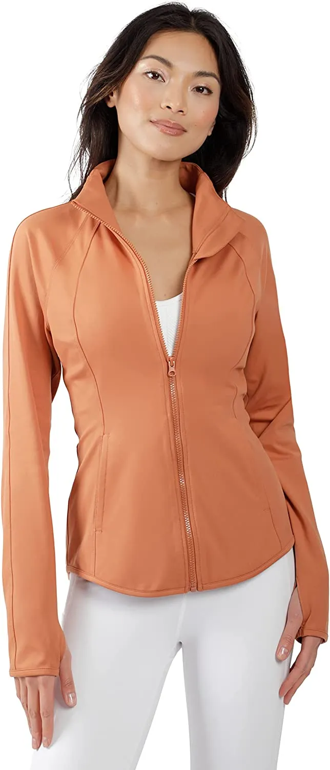 Womens Ultra Soft Lightweight Full Zip Yoga Jacket with Zipper Pockets
