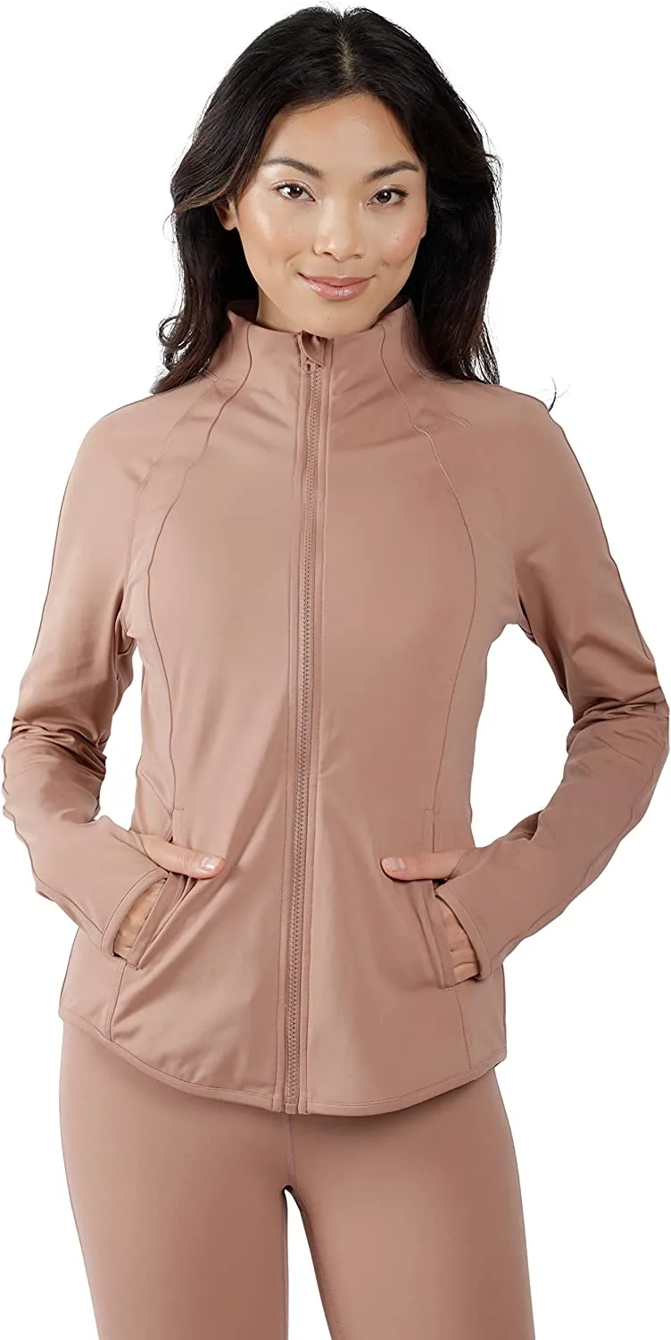 Womens Ultra Soft Lightweight Full Zip Yoga Jacket with Zipper Pockets