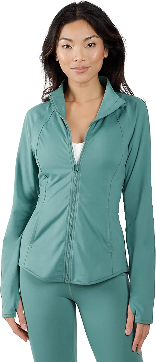 Womens Ultra Soft Lightweight Full Zip Yoga Jacket with Zipper Pockets