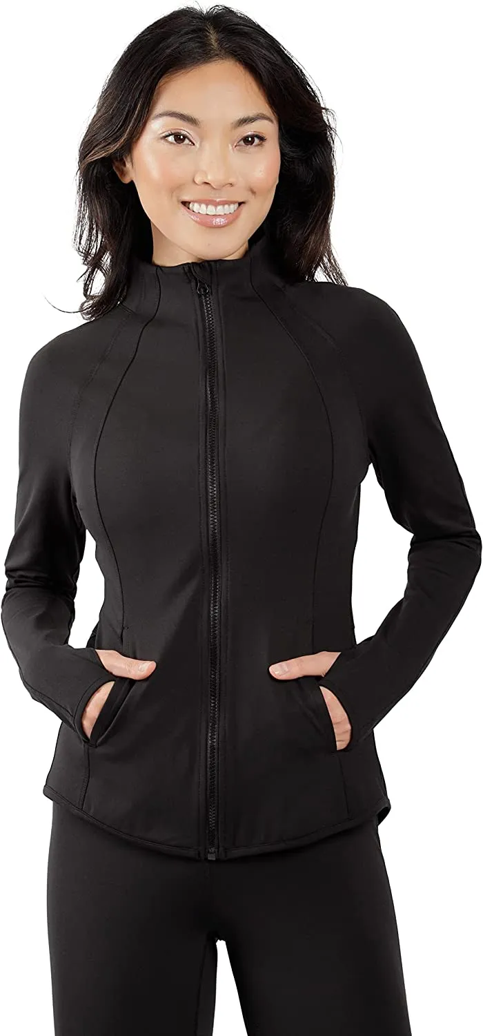Womens Ultra Soft Lightweight Full Zip Yoga Jacket with Zipper Pockets