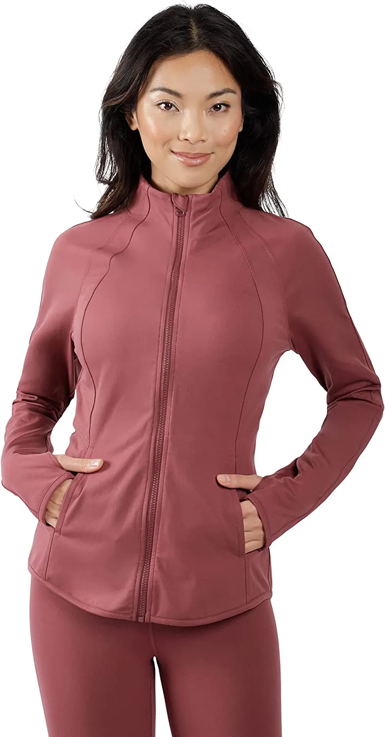 Womens Ultra Soft Lightweight Full Zip Yoga Jacket with Zipper Pockets