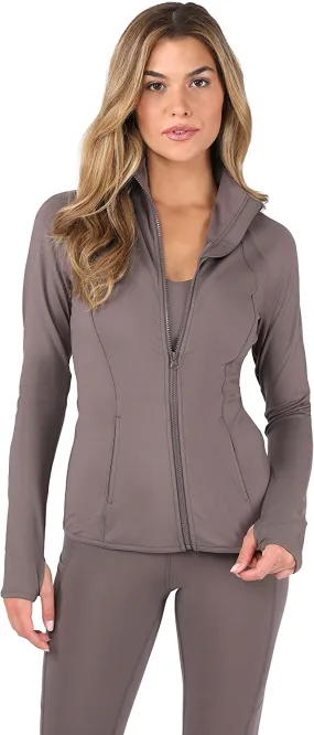 Womens Ultra Soft Lightweight Full Zip Yoga Jacket with Zipper Pockets