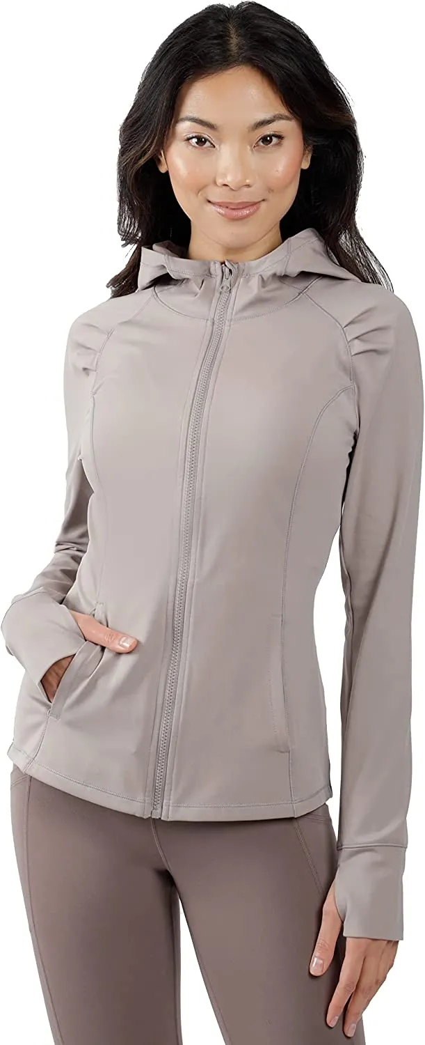 Womens Ultra Soft Lightweight Full Zip Yoga Jacket with Zipper Pockets